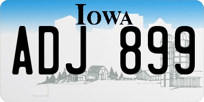 IA license plate ADJ899