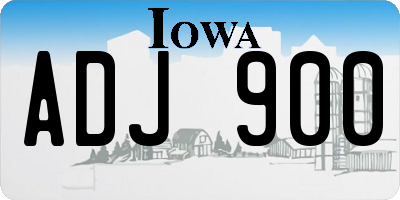 IA license plate ADJ900