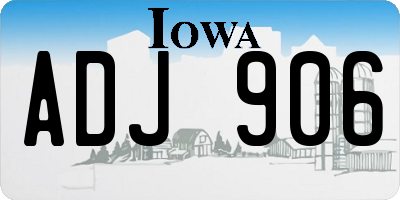 IA license plate ADJ906