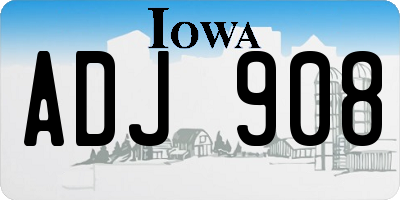 IA license plate ADJ908