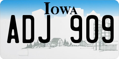 IA license plate ADJ909