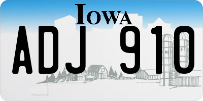 IA license plate ADJ910