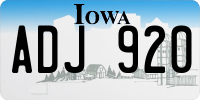 IA license plate ADJ920