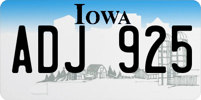 IA license plate ADJ925