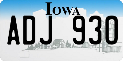 IA license plate ADJ930
