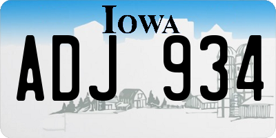 IA license plate ADJ934