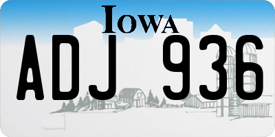 IA license plate ADJ936