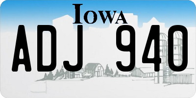 IA license plate ADJ940