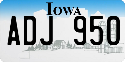 IA license plate ADJ950