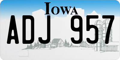 IA license plate ADJ957