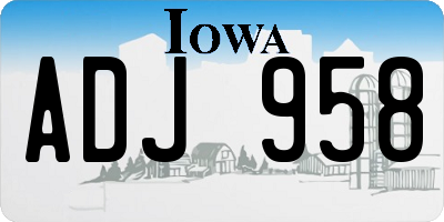 IA license plate ADJ958