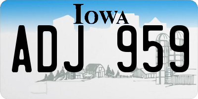 IA license plate ADJ959
