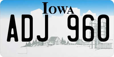 IA license plate ADJ960