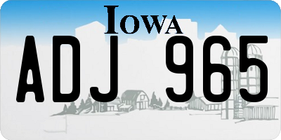 IA license plate ADJ965
