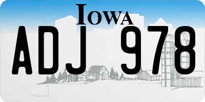 IA license plate ADJ978