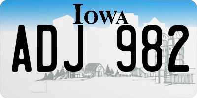 IA license plate ADJ982