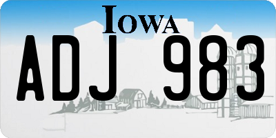 IA license plate ADJ983