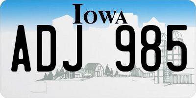 IA license plate ADJ985