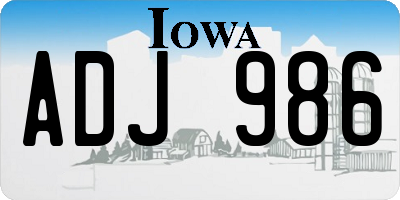 IA license plate ADJ986