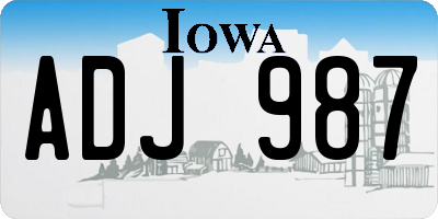 IA license plate ADJ987
