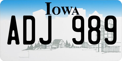 IA license plate ADJ989