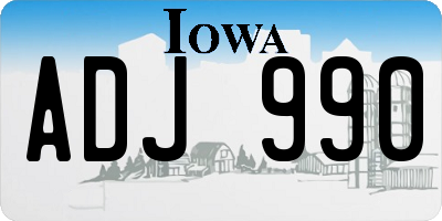 IA license plate ADJ990