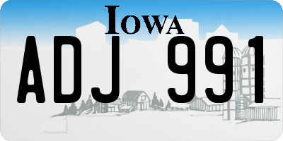 IA license plate ADJ991