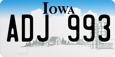 IA license plate ADJ993