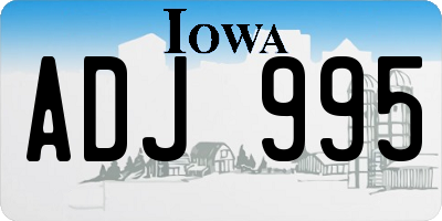 IA license plate ADJ995