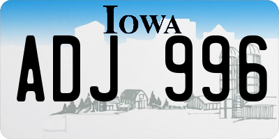 IA license plate ADJ996
