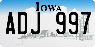 IA license plate ADJ997