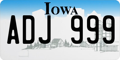 IA license plate ADJ999