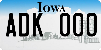 IA license plate ADK000