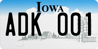 IA license plate ADK001