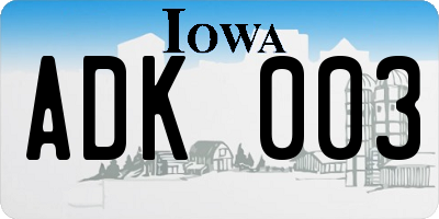 IA license plate ADK003