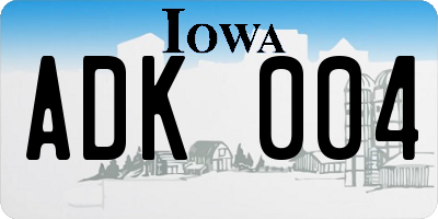 IA license plate ADK004