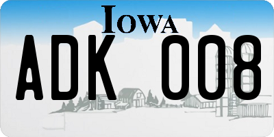 IA license plate ADK008