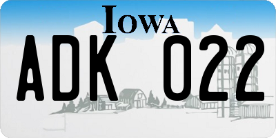 IA license plate ADK022
