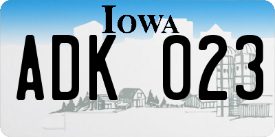 IA license plate ADK023