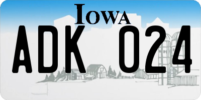 IA license plate ADK024