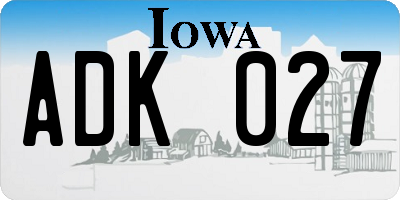 IA license plate ADK027