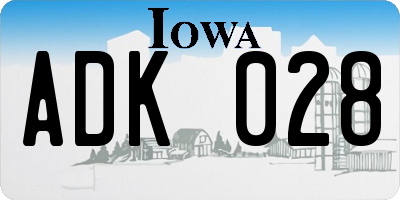 IA license plate ADK028