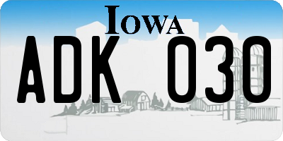 IA license plate ADK030