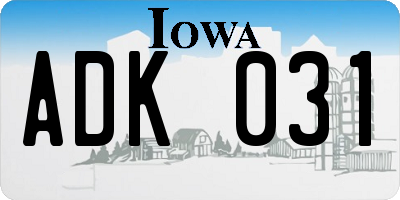 IA license plate ADK031
