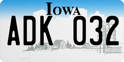 IA license plate ADK032