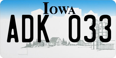 IA license plate ADK033
