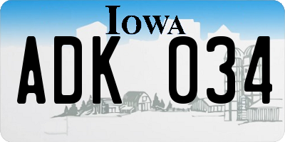 IA license plate ADK034