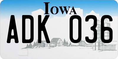 IA license plate ADK036