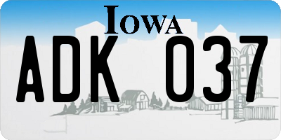 IA license plate ADK037