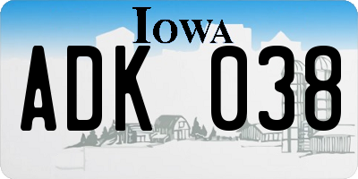IA license plate ADK038